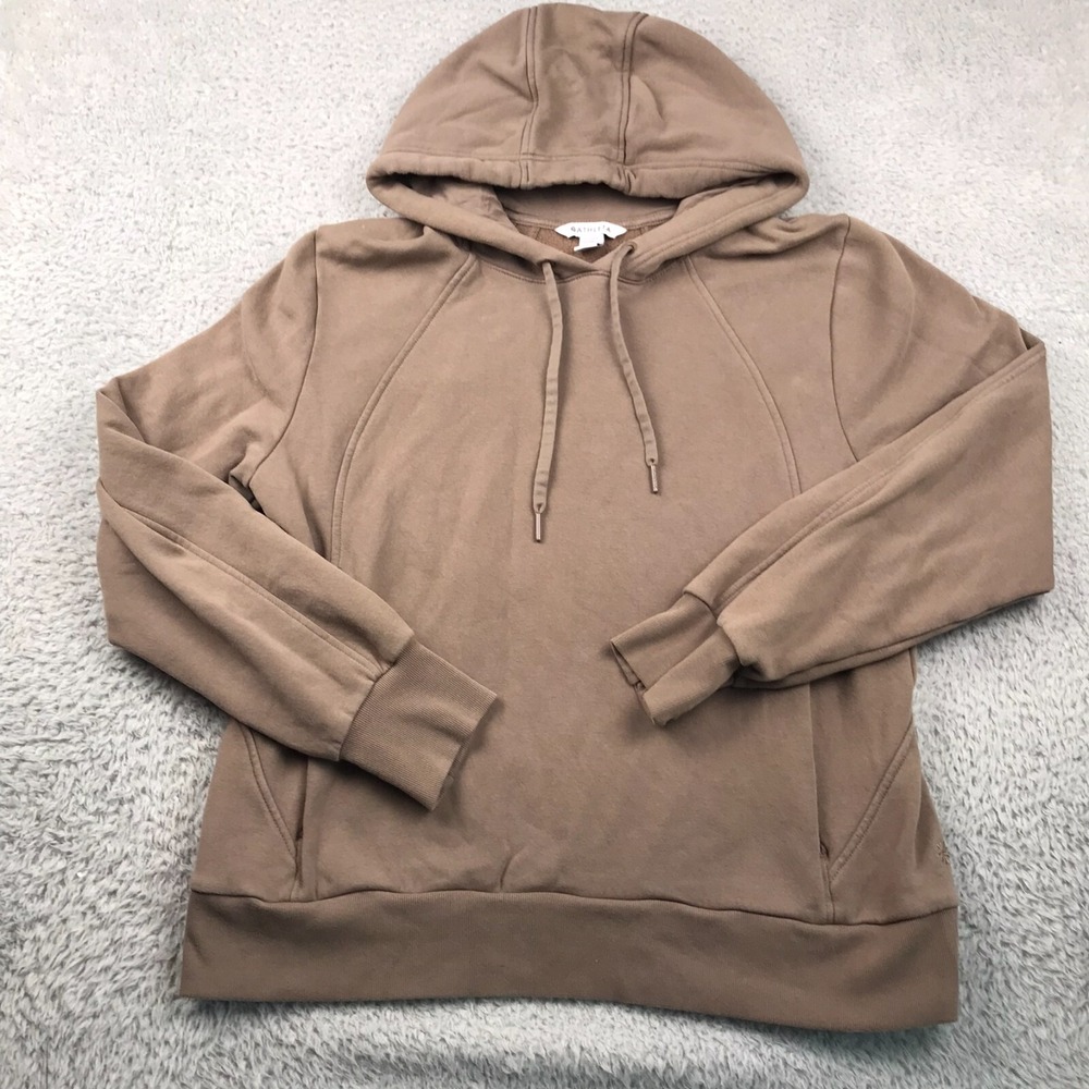 Athleta Retroplush Revive Hoodie Sweatshirt Womens L Brown Fleece Pullover